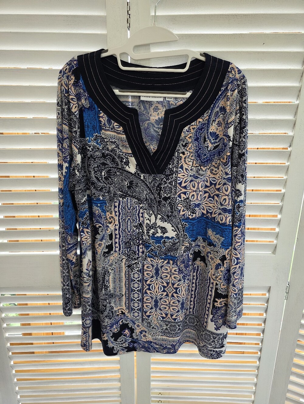 Susan Graver Women's Long Sleeve Paisley Print Tunic Top Size L